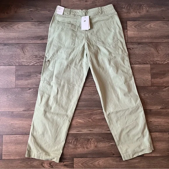 Nike Men's Life Double Knee Panel Pants Loose Fit Green Waist 34 DQ5179-386 NEW